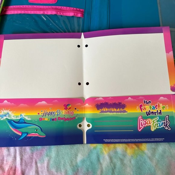Lisa Frank Bundle Zip Up Binder Pouch Stickers Lollipop Chaser Dancing Dolphins - Picture 8 of 12